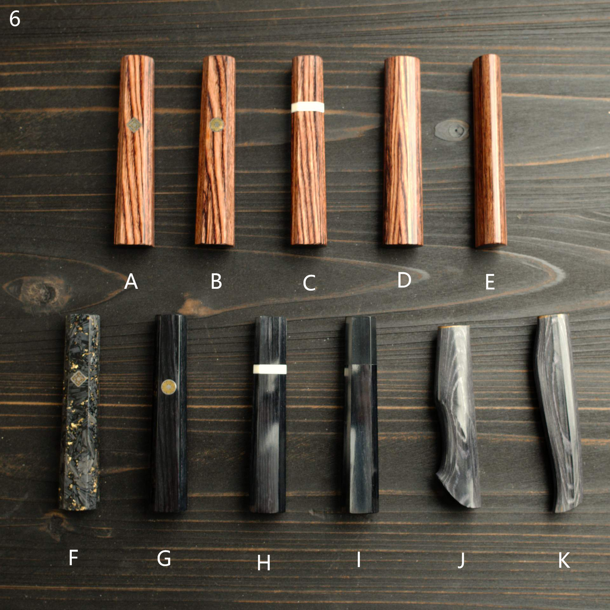 K&S Sample Sale: Octagonal Dark Scheme Wood Handle for Gyuto 210mm