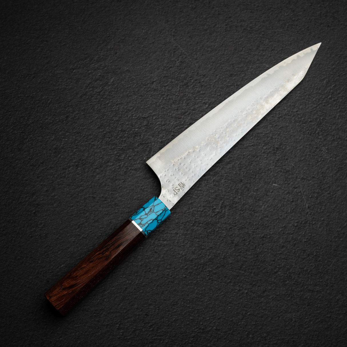 Kurosaki Kokusen Ei AS K tip Gyuto 210mm - Turquoise Ferrule