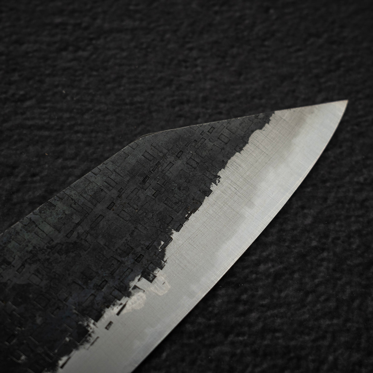 Tanaka Blue 2 Kurouchi Tsuchime Stainless Clad Bunka 165mm Howood Handle