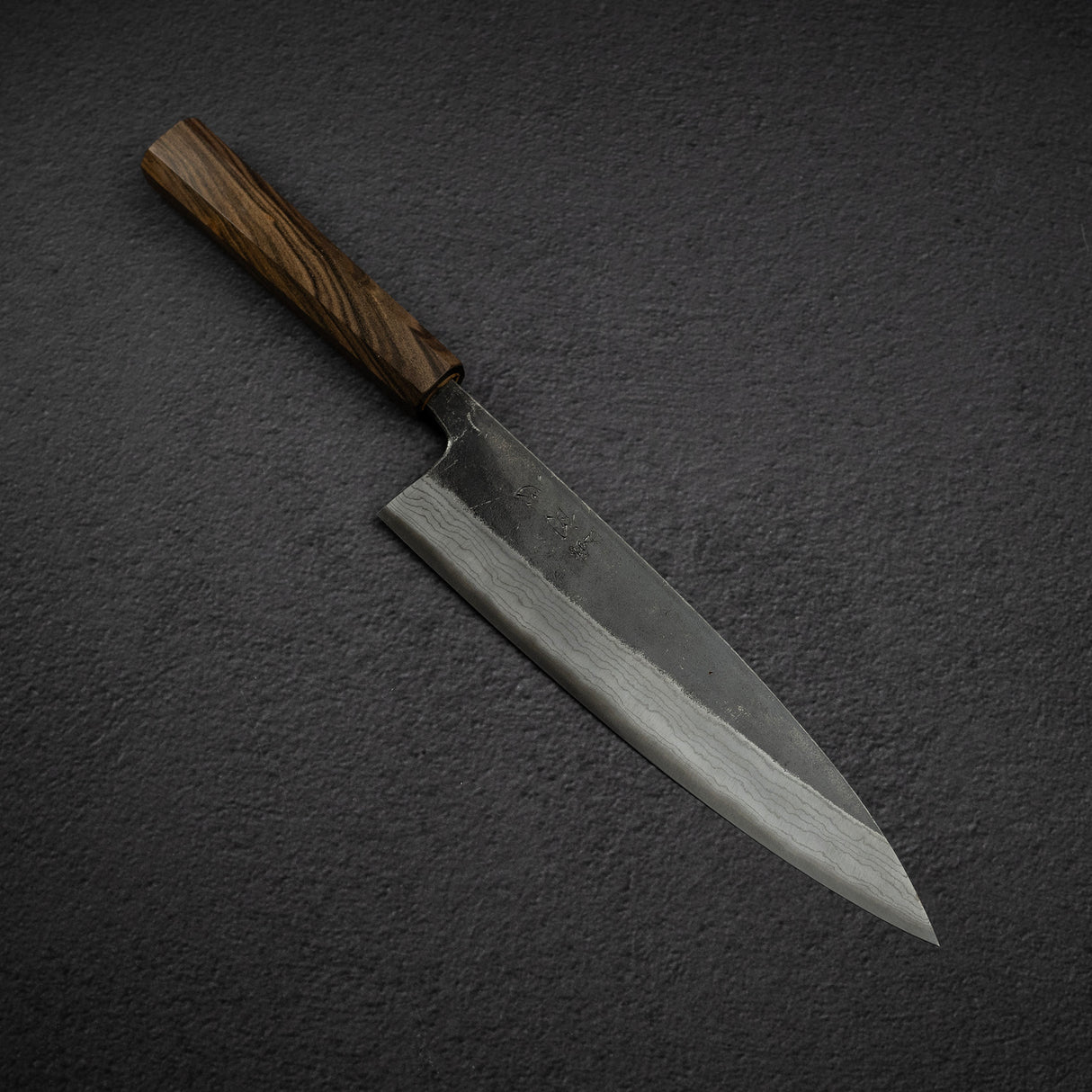 Hatsukokoro Kumokage Blue 2 Kurouchi Damascus Gyuto 210mm Black Chacate Handle