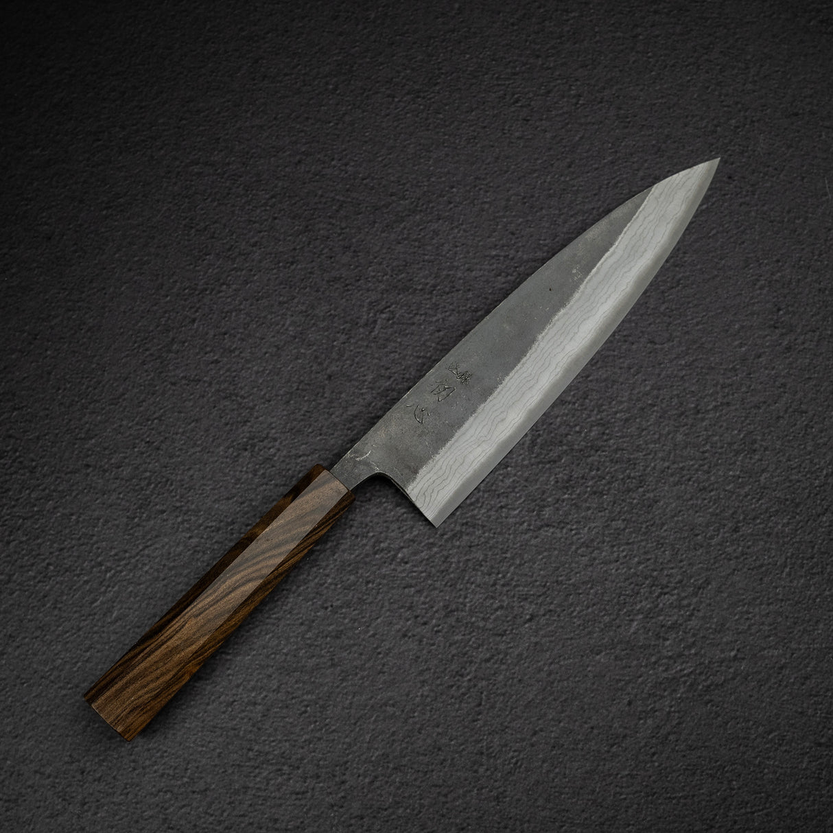 Hatsukokoro Kumokage Blue 2 Kurouchi Damascus Gyuto 210mm Black Chacate Handle