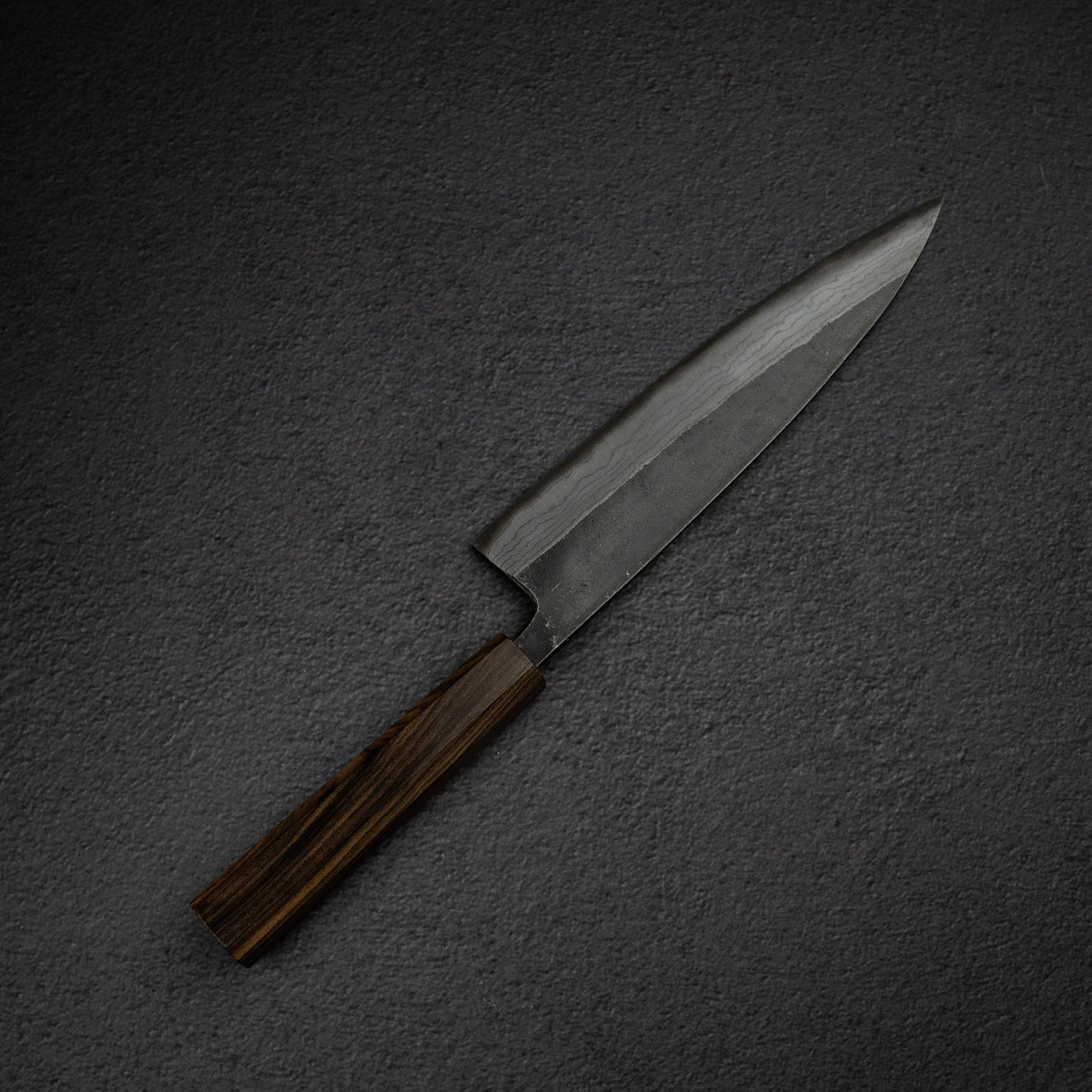 Hatsukokoro Kumokage Blue 2 Kurouchi Damascus Gyuto 210mm Black Chacate Handle