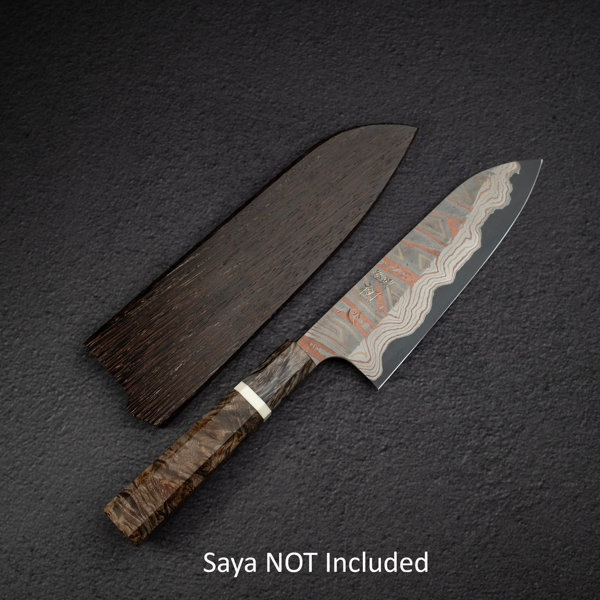 Hatsukokoro x Nigara Irodori Blue 2 Rainbow Damascus Santoku 180mm