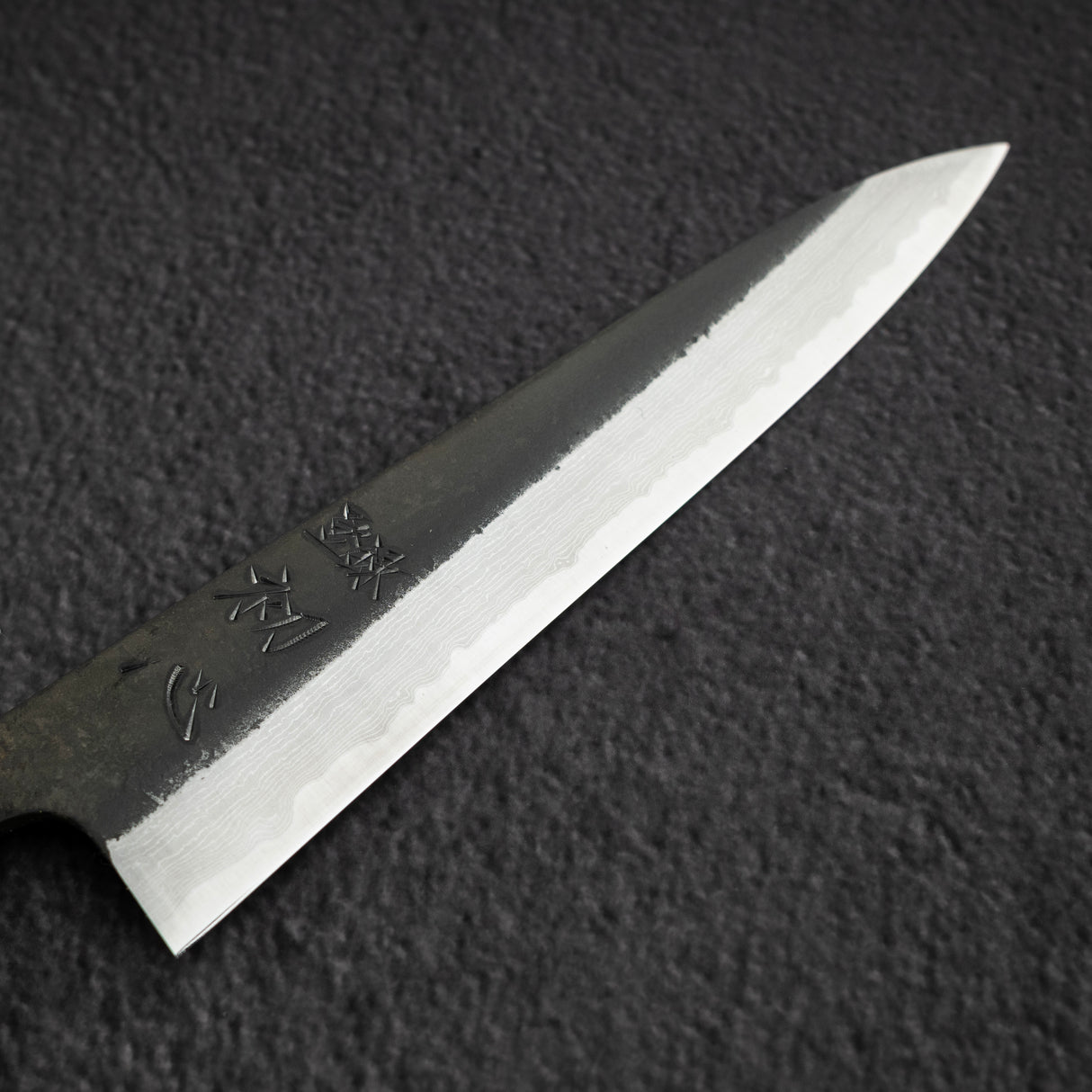 Hatsukokoro Shinkiro Petty 150mm Aogami Super Kurouchi Damascus