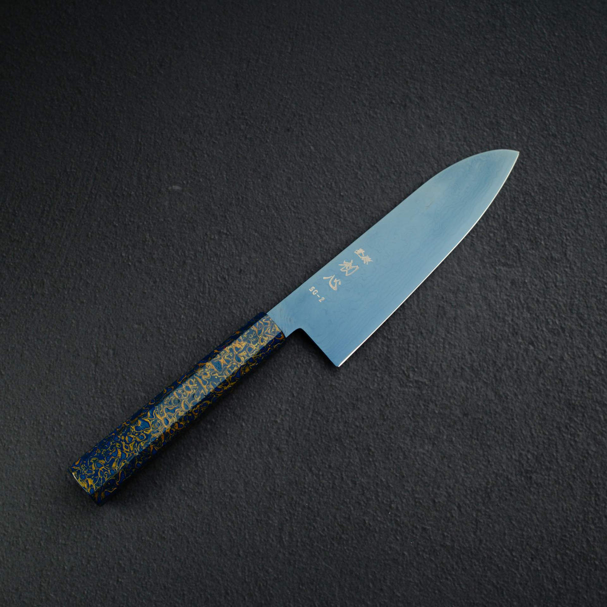 하츠코코로 류효 SG2 다마스커스 블루 산토쿠(다용도칼) 180mm 우루시 핸들