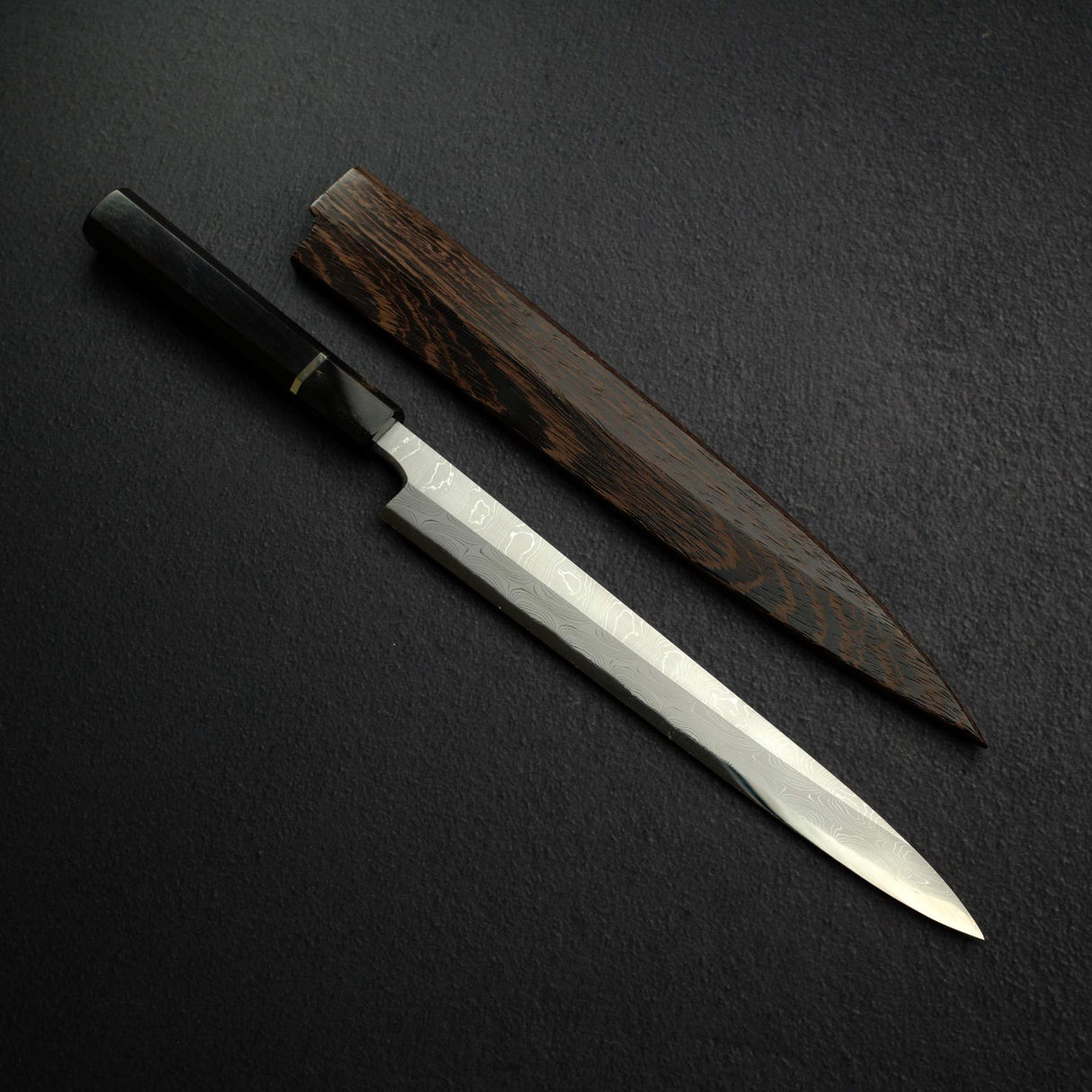 Takahiro Nihei Hyomon White 2 Damascus Yanagiba 270mm w/ Saya, exclusive to K&S
