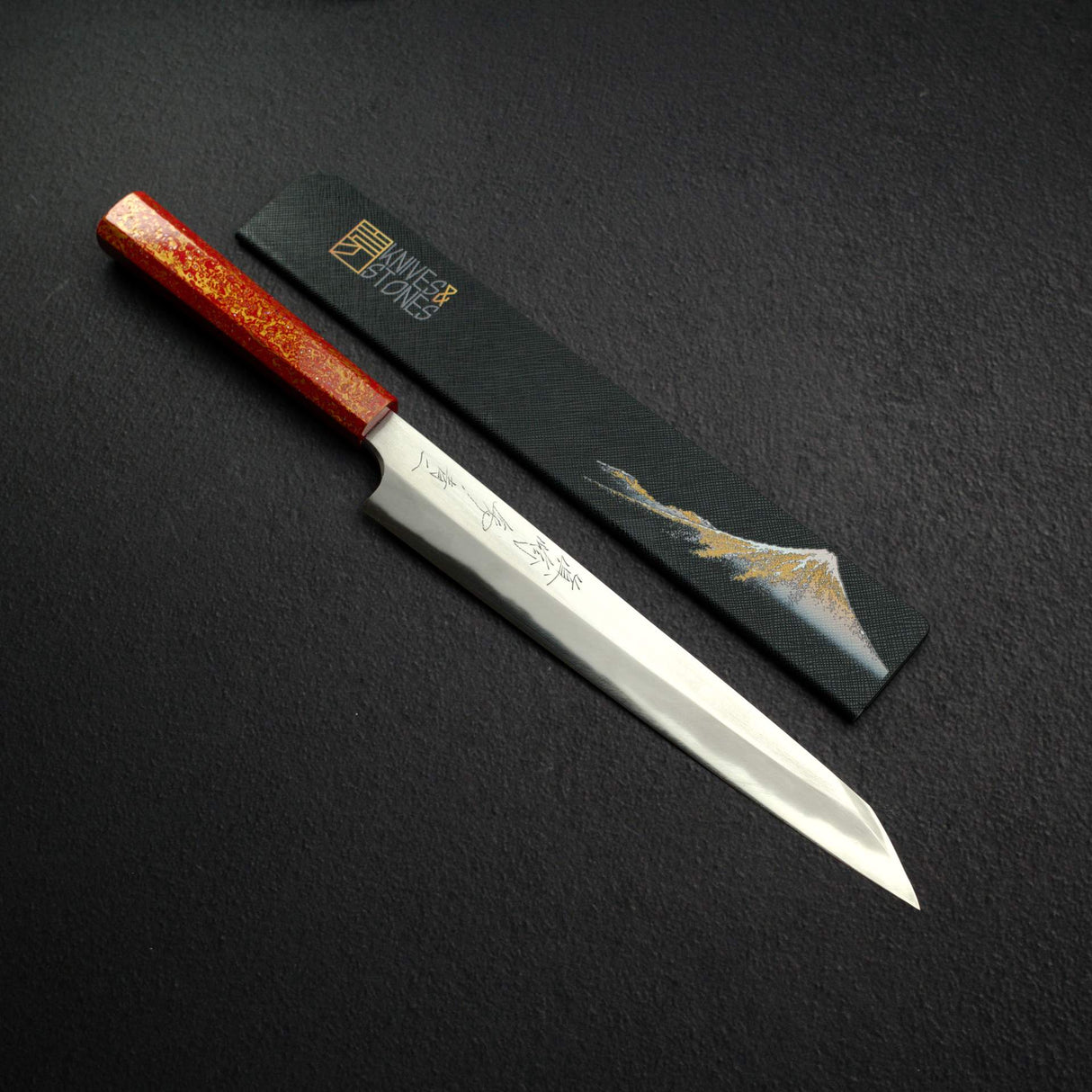 Mazaki Blue 2 Migaki Kiritsuke Yanagiba 240mm w/ Urushi Handle and Guard