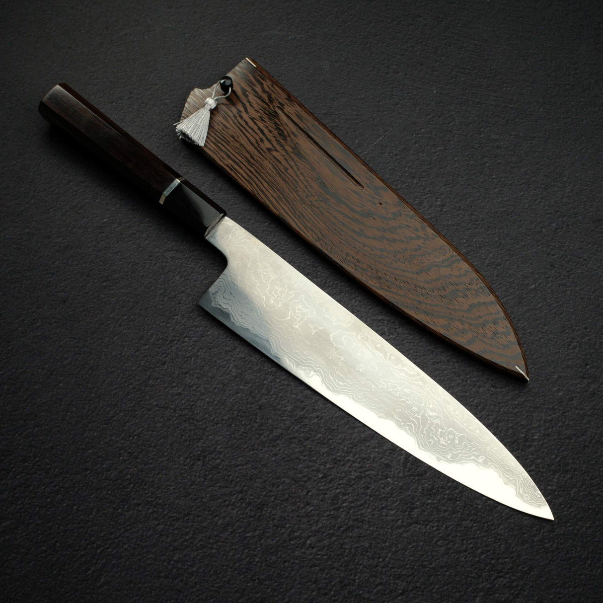 하츠코코로 코모레비 청1강 다마스커스 규토(셰프나이프) 240mm 사야 포함 무각인