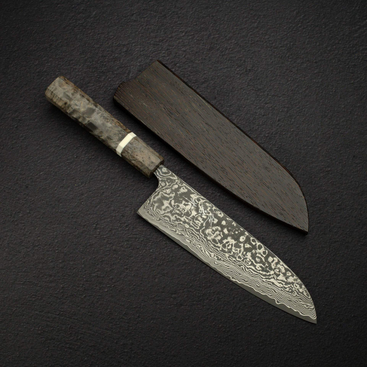 사지 타케시 SG2 블랙 다마스커스 산토쿠(다용도칼) 180mm 자작나무 핸들