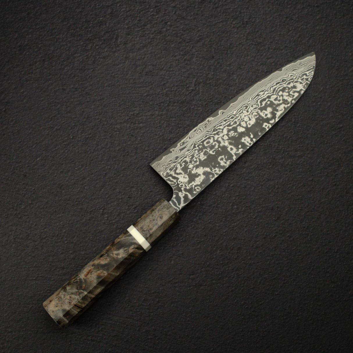 사지 타케시 SG2 블랙 다마스커스 산토쿠(다용도칼) 180mm 자작나무 핸들