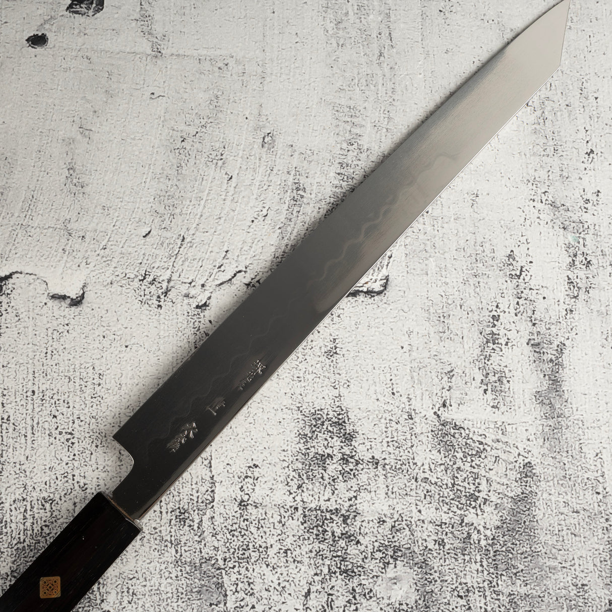 이케다 요시카즈 단렌쇼 청1강 미즈혼야키 K팁 야나기바(사시미칼) 300mm 블러드 그루브 에보니 세트