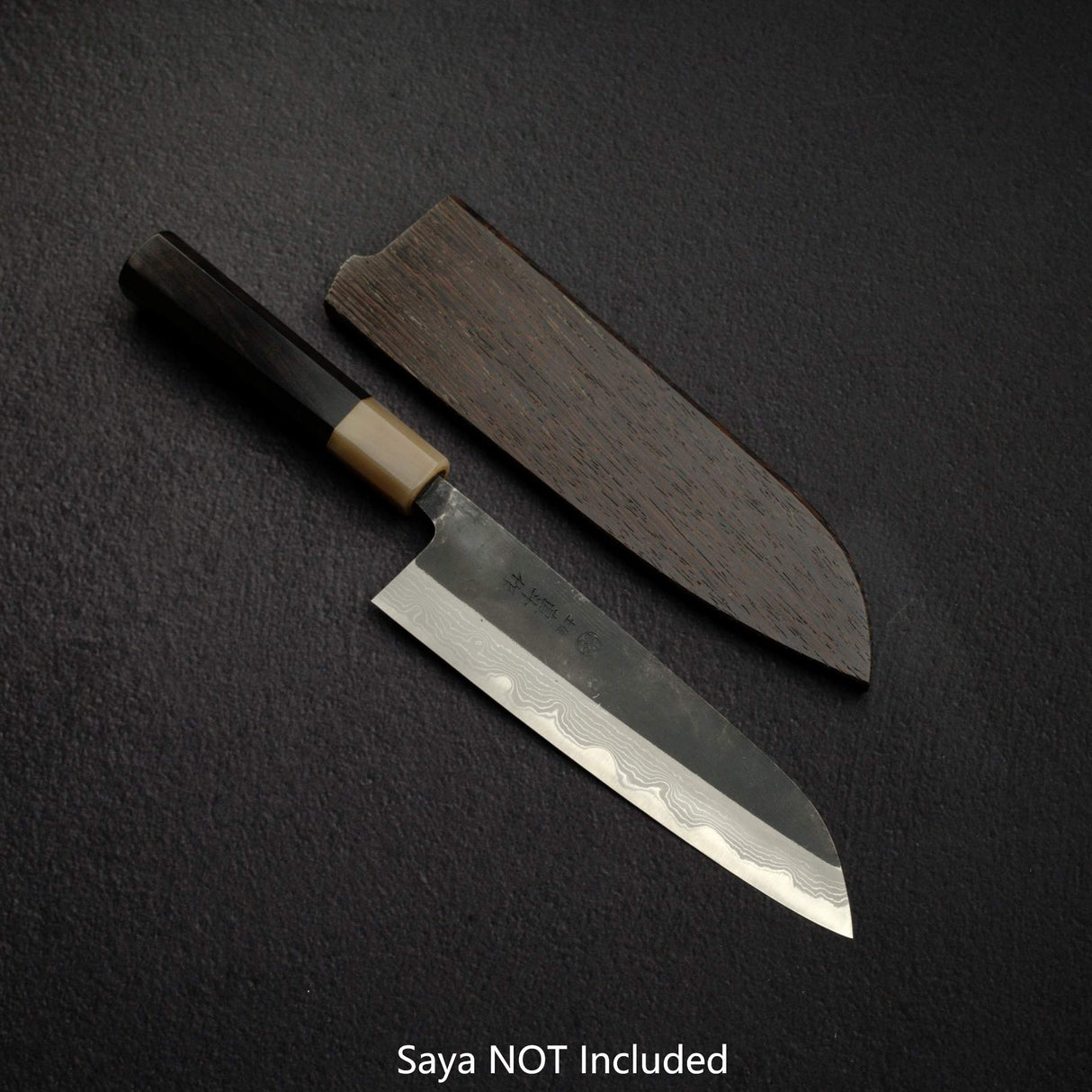 Naoto Blue 1 Damascus Kurouchi Santoku 180mm