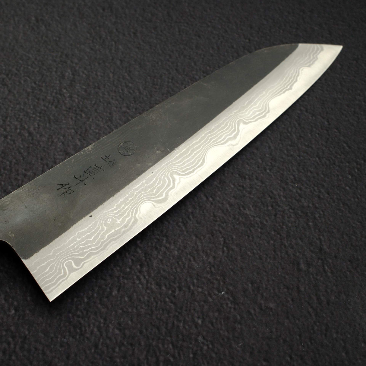 Naoto Blue 1 Damascus Kurouchi Santoku 180mm