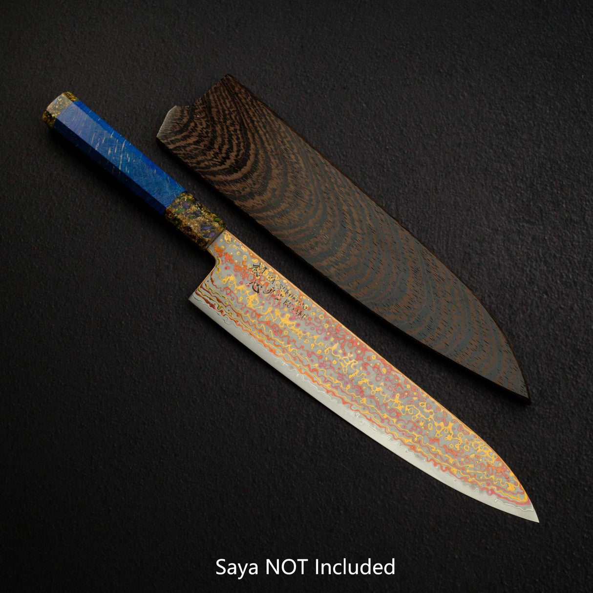Hatsukokoro Kujaku V-Toku-2 Gyuto 240mm Rainbow Damascus Finish Purple
