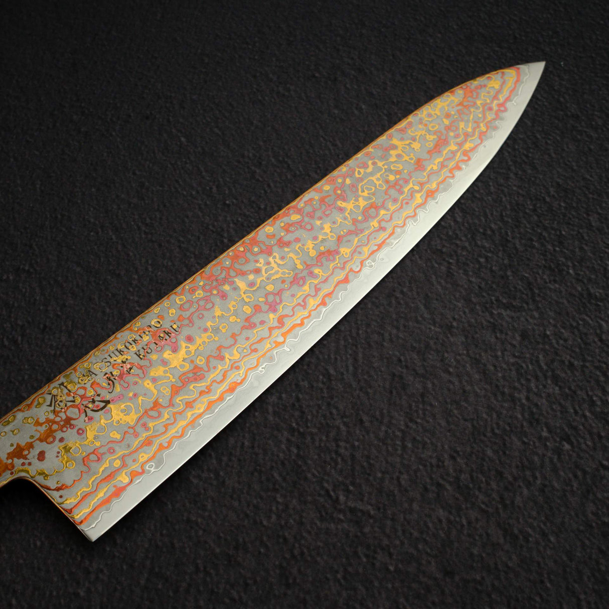 Hatsukokoro Kujaku V-Toku-2 Gyuto 240mm Rainbow Damascus Finish Purple