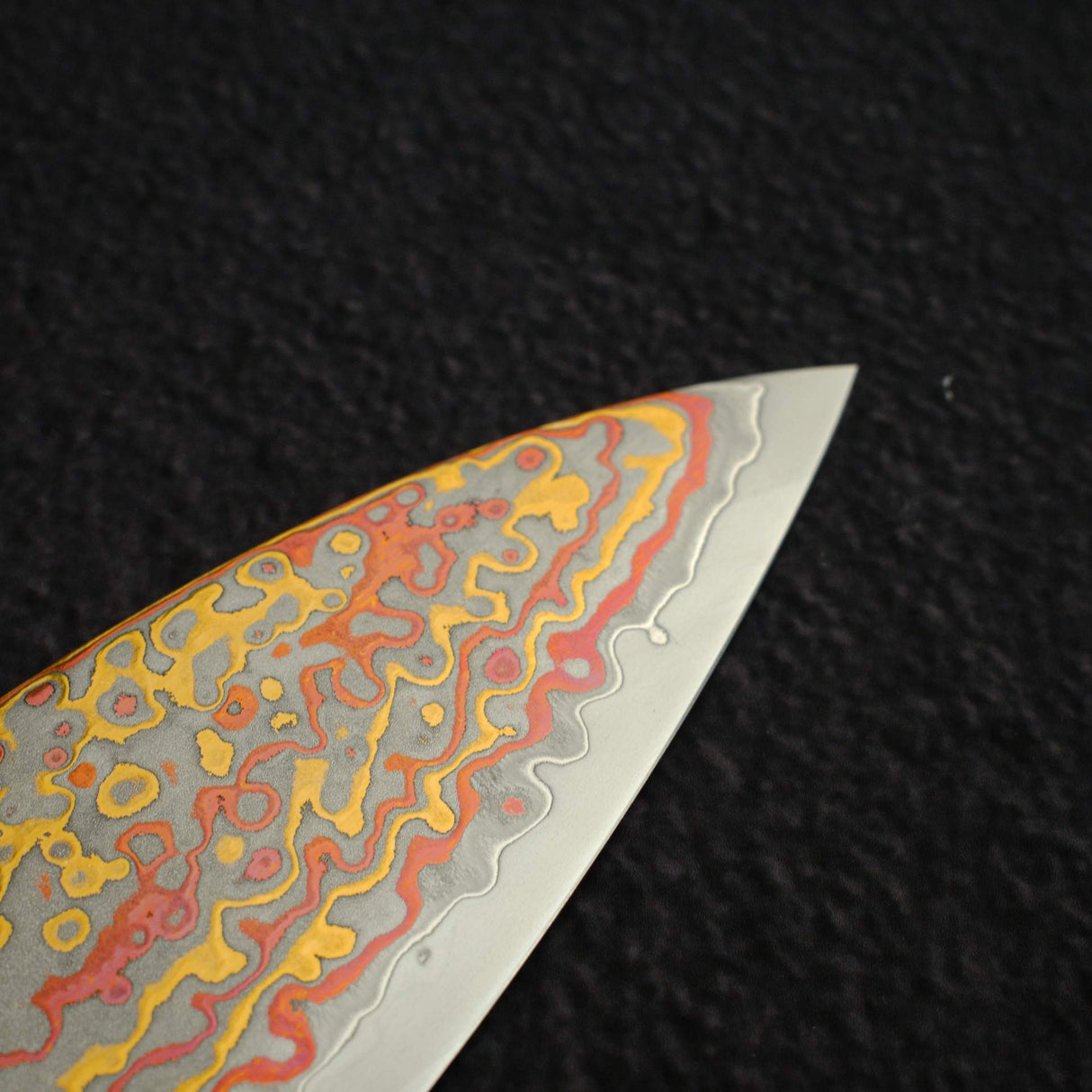 Hatsukokoro Kujaku V-Toku-2 Gyuto 240mm Rainbow Damascus Finish Purple