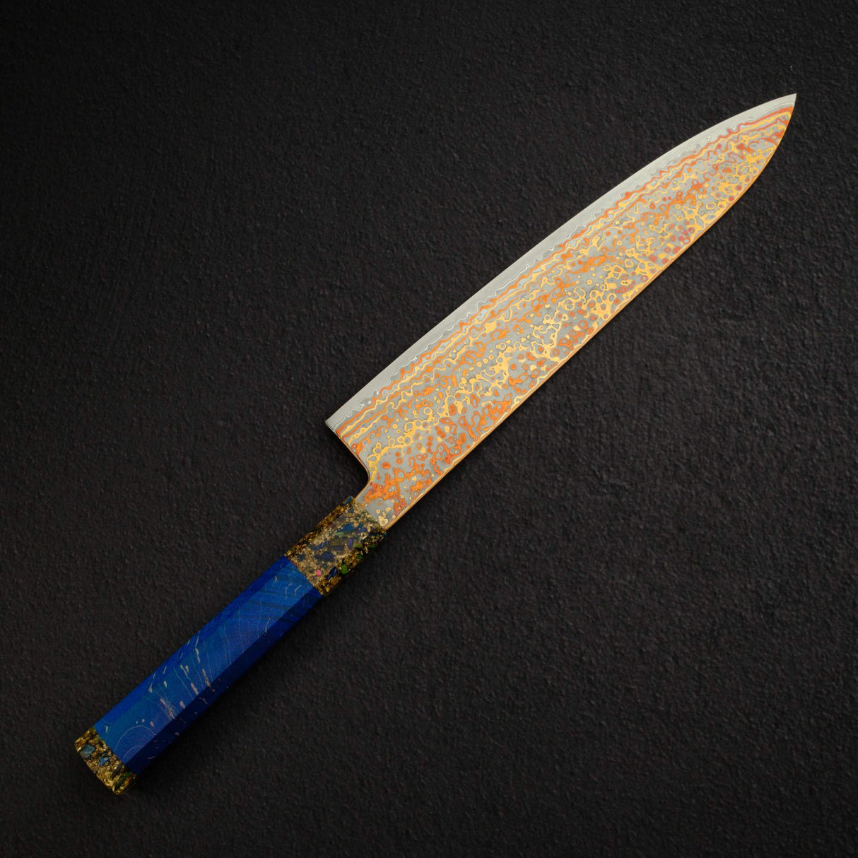 Hatsukokoro Kujaku V-Toku-2 Gyuto 240mm Rainbow Damascus Finish Purple