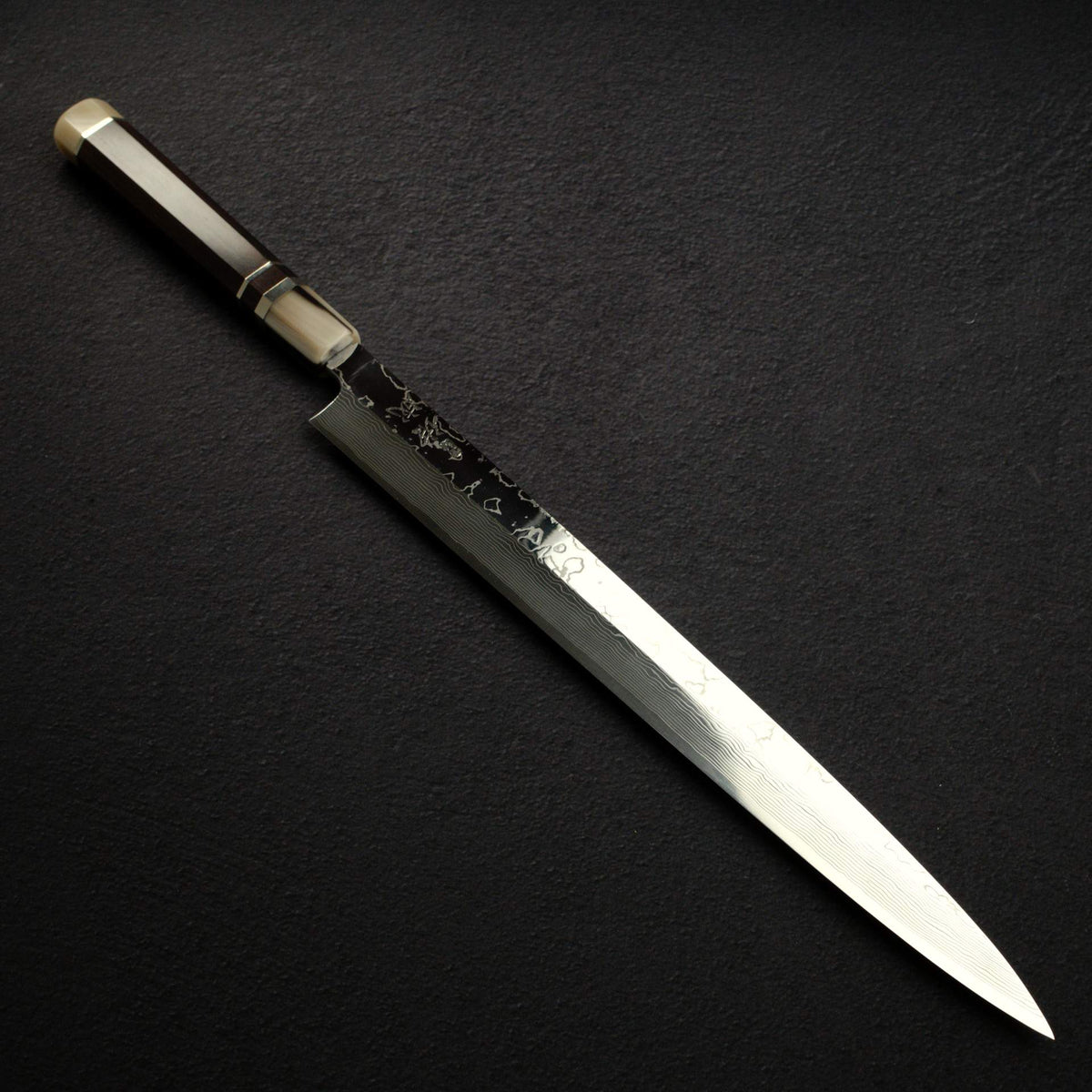 Sukenari VG10 Damascus Yanagiba 330mm, Ebony Three Spacer Handle