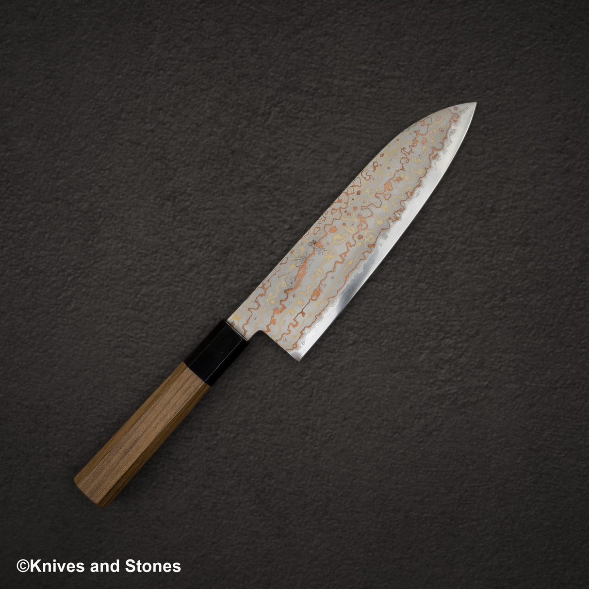 하츠코코로 하야부사 청2강 레인보우 다마스커스 산토쿠(다용도칼) 180mm