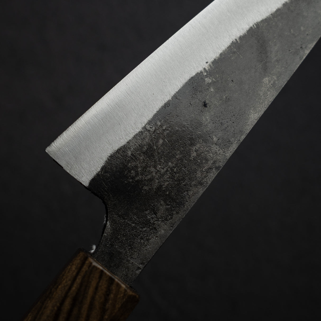 하츠코코로 쿠로가네 청2강 쿠로우치 양날 호네스키 150mm 블랙 차카테 핸들