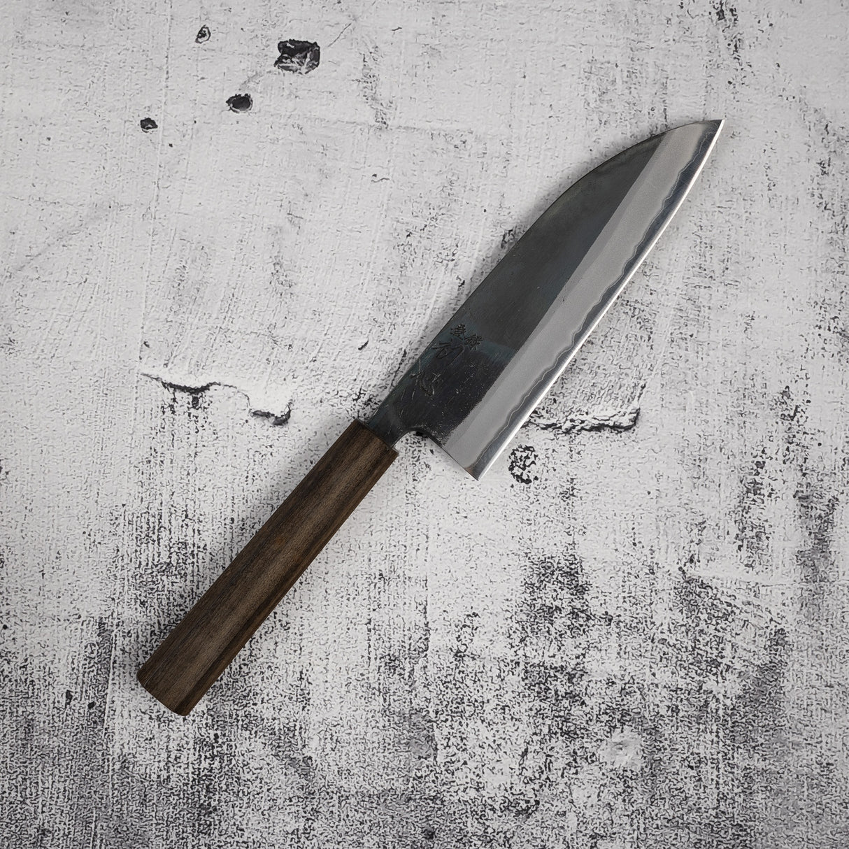 Motokyuuichi Kurosagi AS KU Santoku 165mm Kurouchi by Hatsukokoro Black Chacate