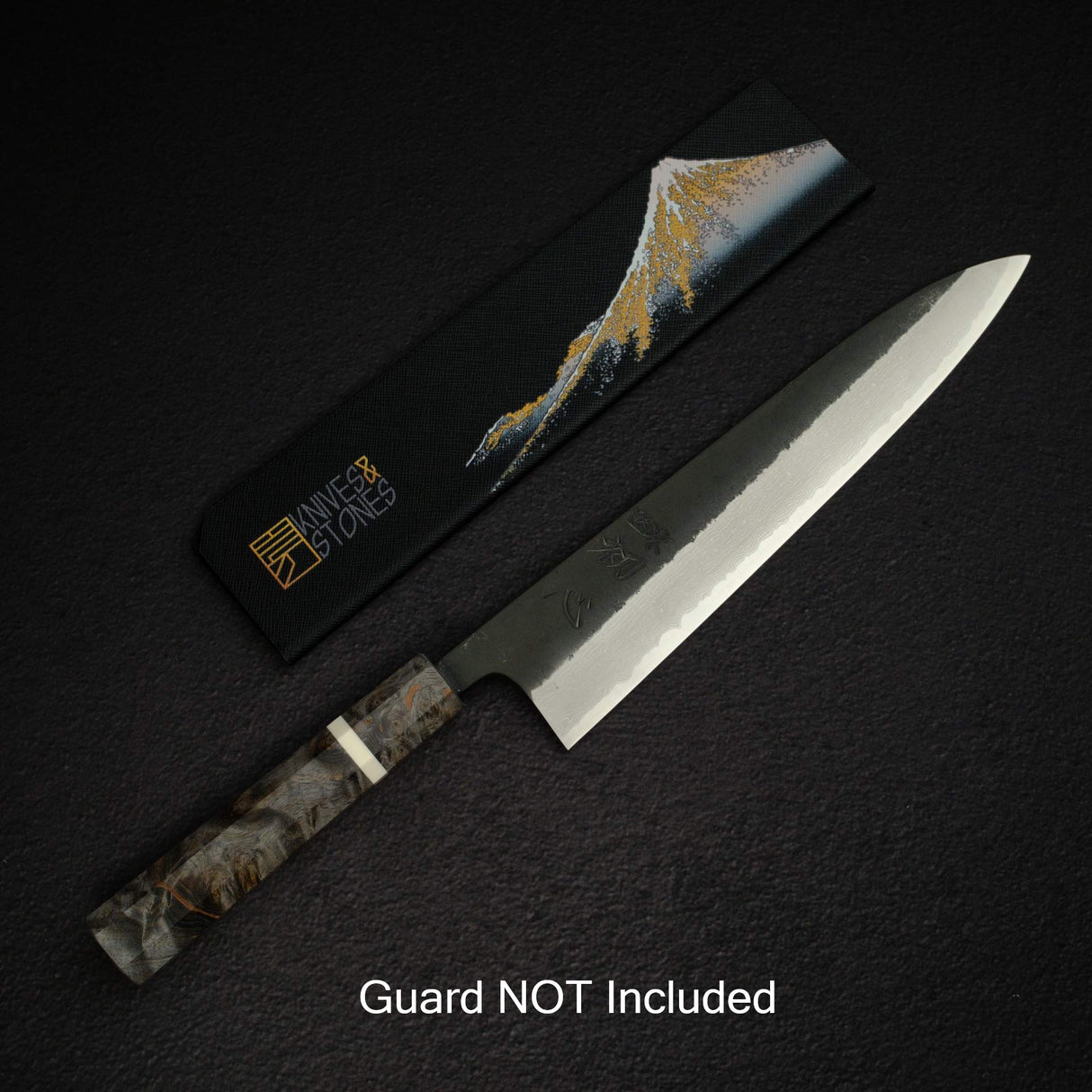 Hatsukokoro Shinkiro Aogami Super Gyuto 240mm Damascus Kurouchi Birch Handle