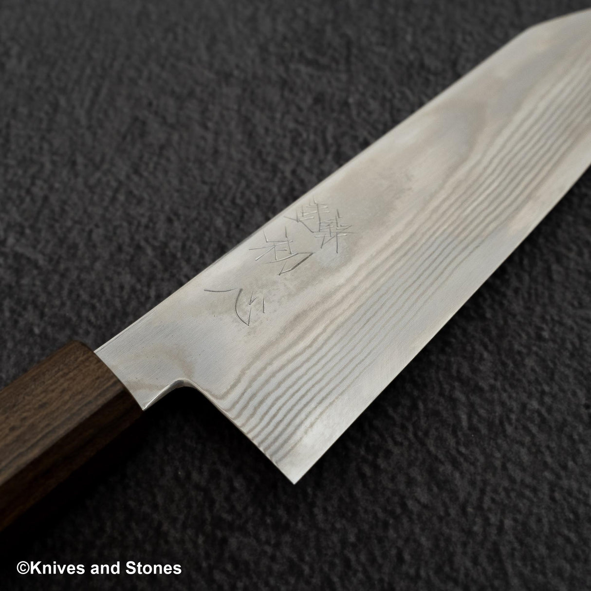 Hatsukokoro Ginso Ginsan Nickel Damascus Bunka 180mm Black Chacate