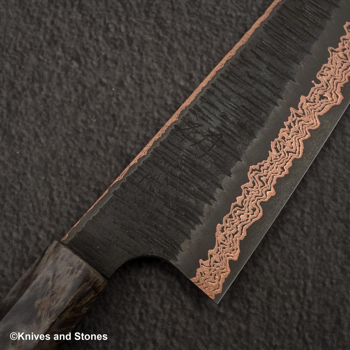 Hatsukokoro x Nigara Yorokobi SLD Copper Tsuchime Damascus Bunka 180mm Birch Handle