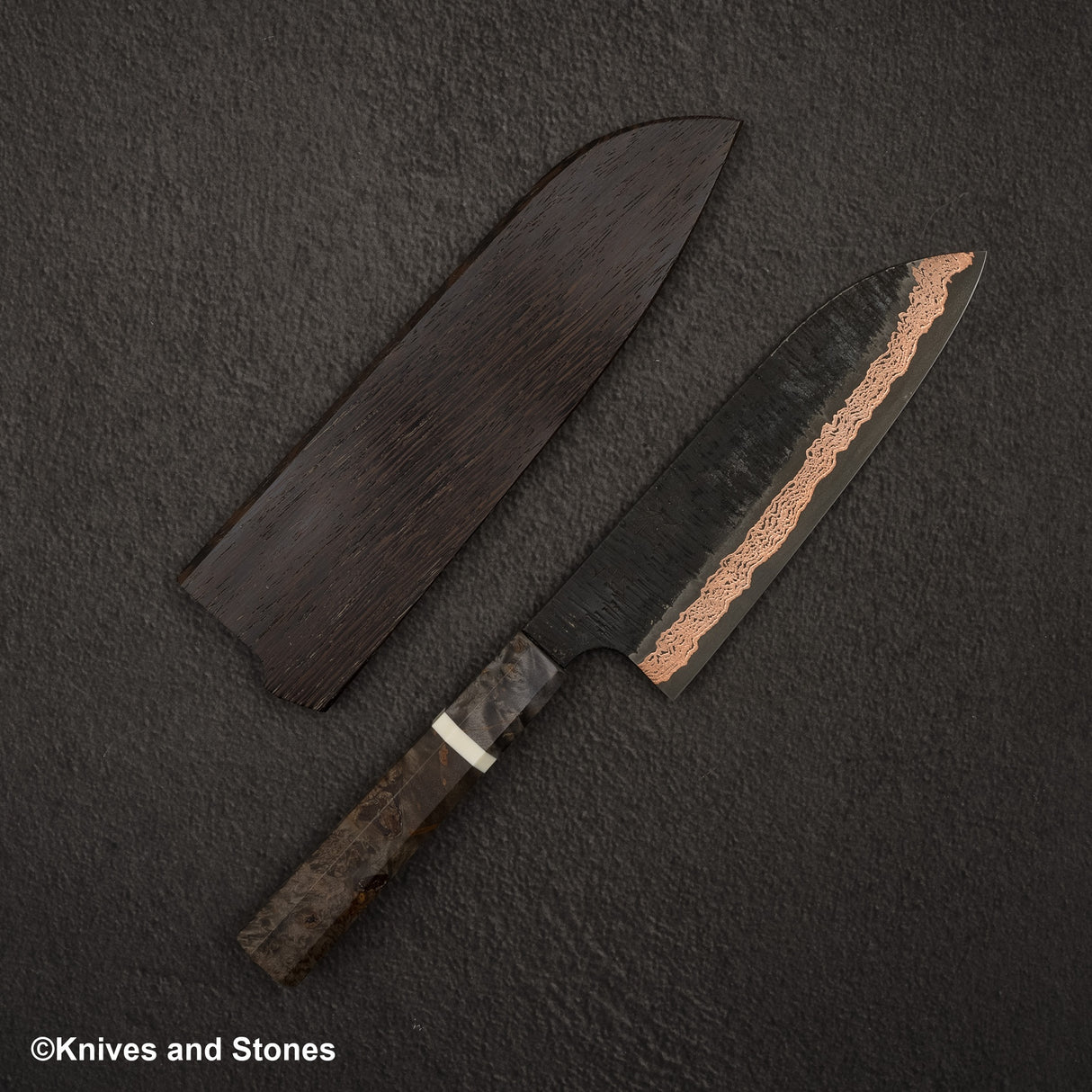하츠코코로 x 니가라 요로코비 SLD 강 구리 츠치메 다마스커스 산토쿠(다용도칼) 180mm 사야 포함