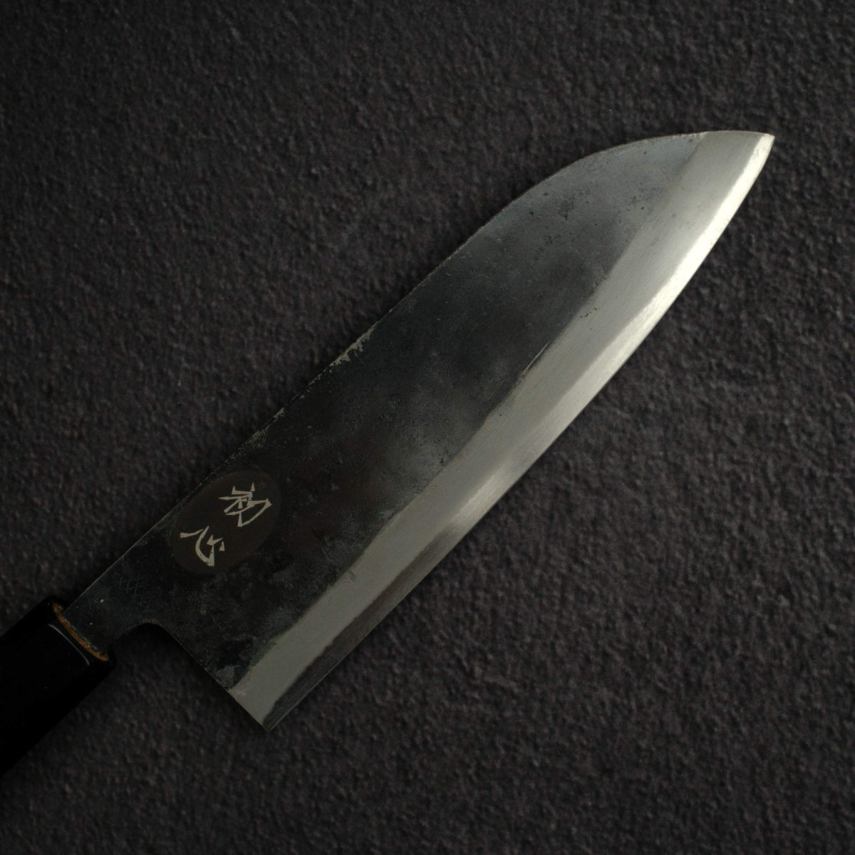 Kurogane Blue 2 Kurouchi Santoku 165mm Rosewood Handle, with Hatsukokoro Stamp