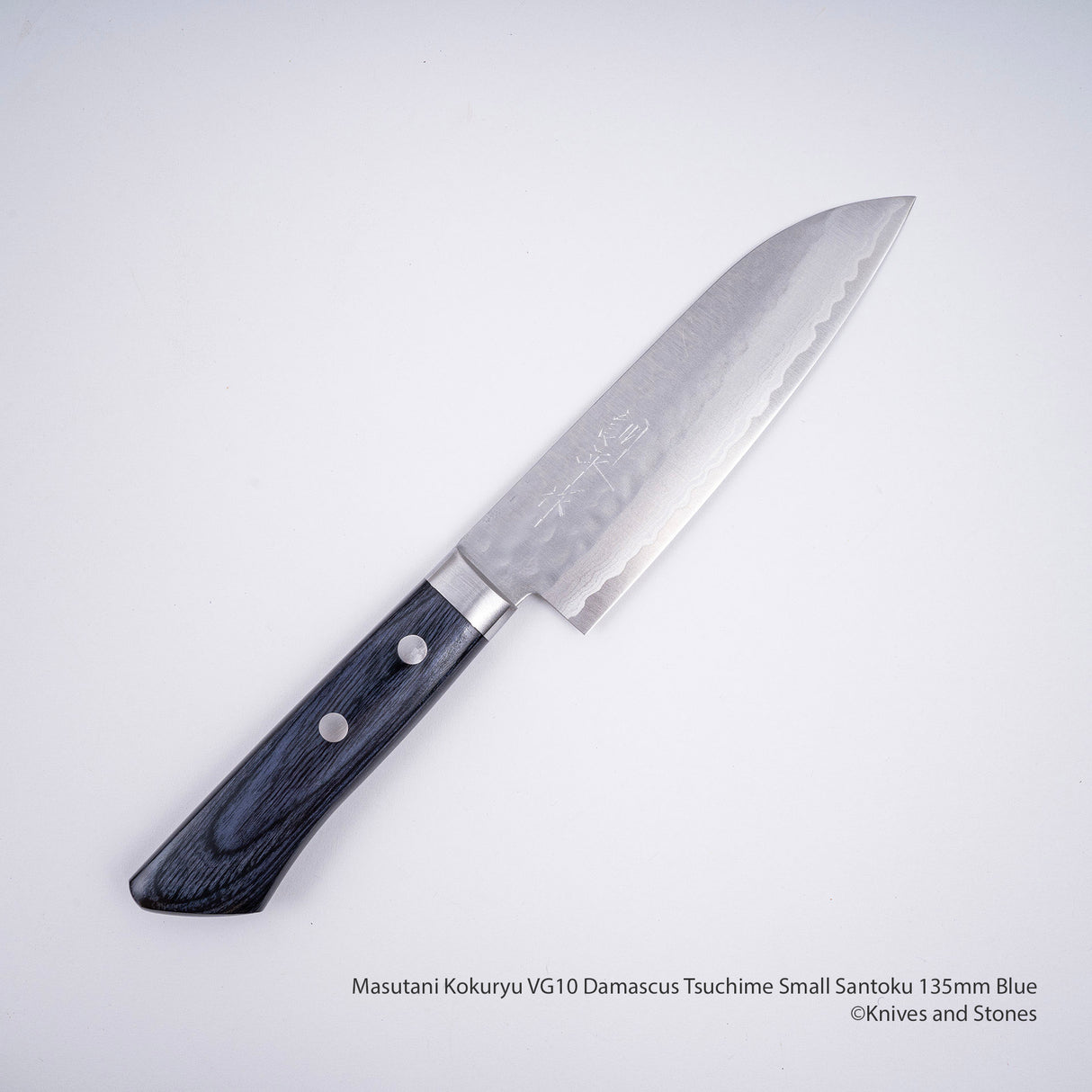 Masutani Kokuryu VG10 Damascus Tsuchime Small Santoku 135mm Western Handle