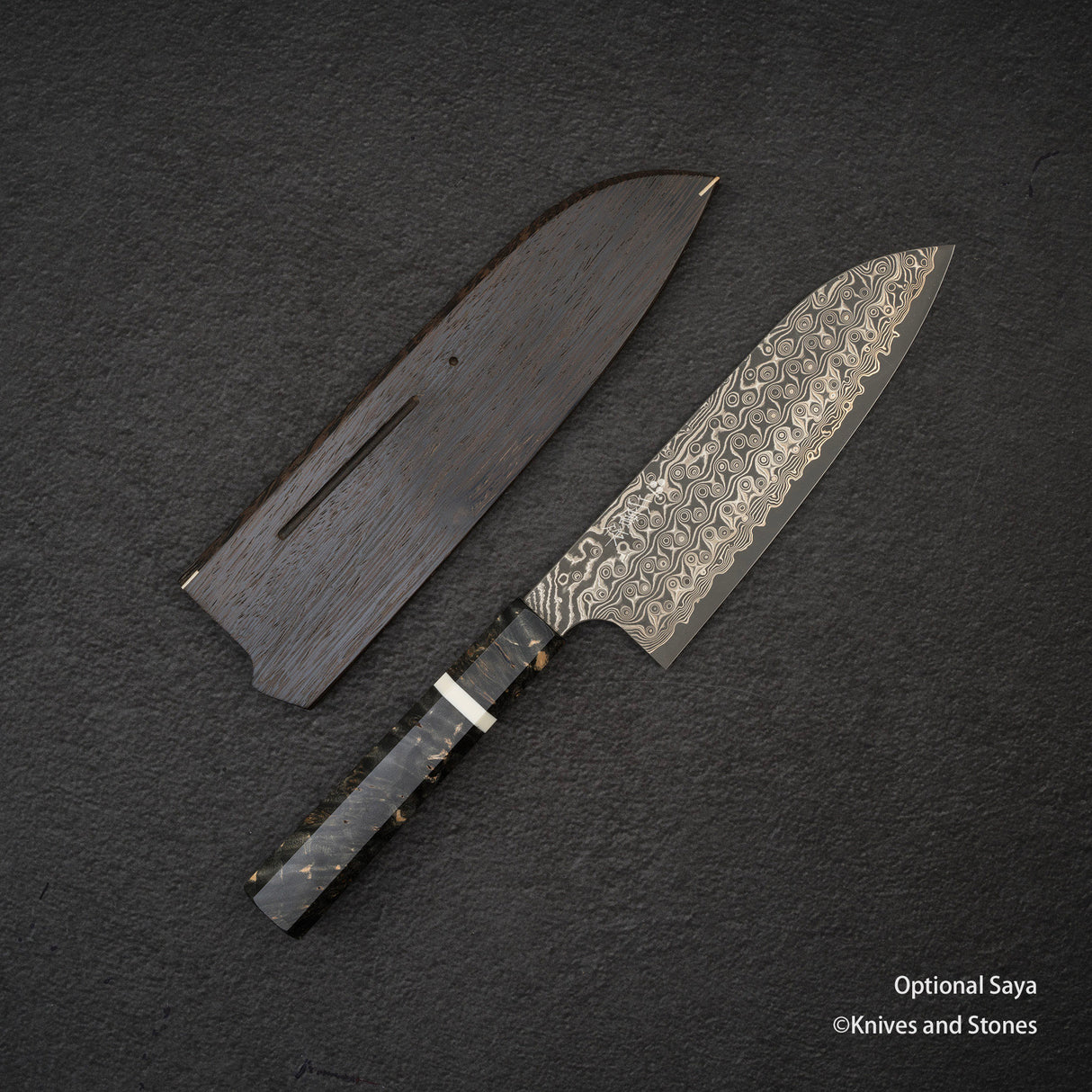 Nigara Anmon SG2 Raindrop Damascus Santoku 170mm Birch (暗紋)