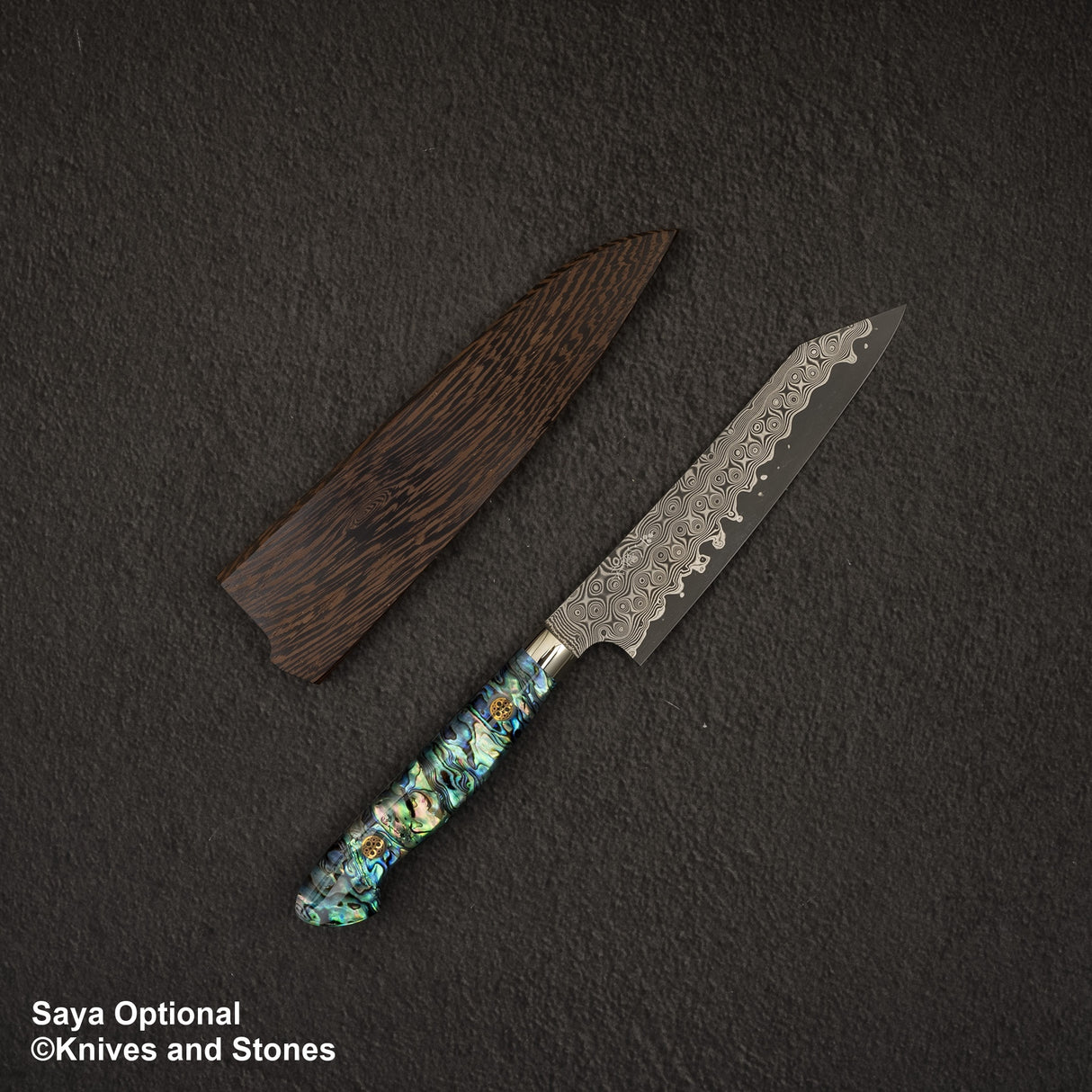 Nigara Anmon (暗紋) SG2 Raindrop Damascus K tip Petty 150mm Mother-of-Pearl Inlay Handle
