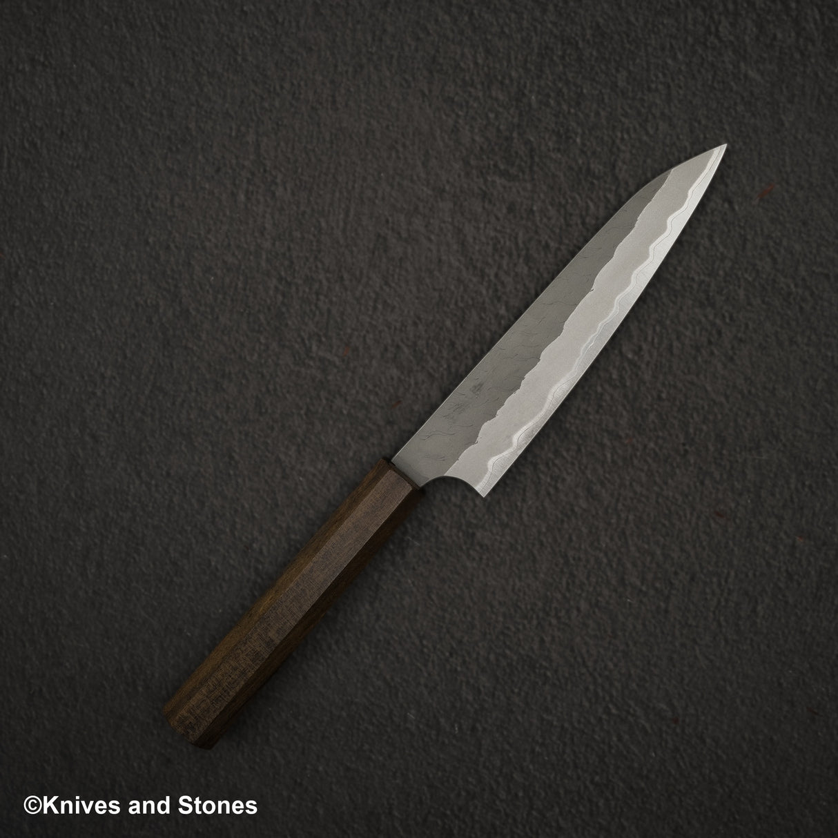 Nigara Aogami (Blue) Super Matt Migaki Tsuchime Finished Petty 150mm Black Chacate