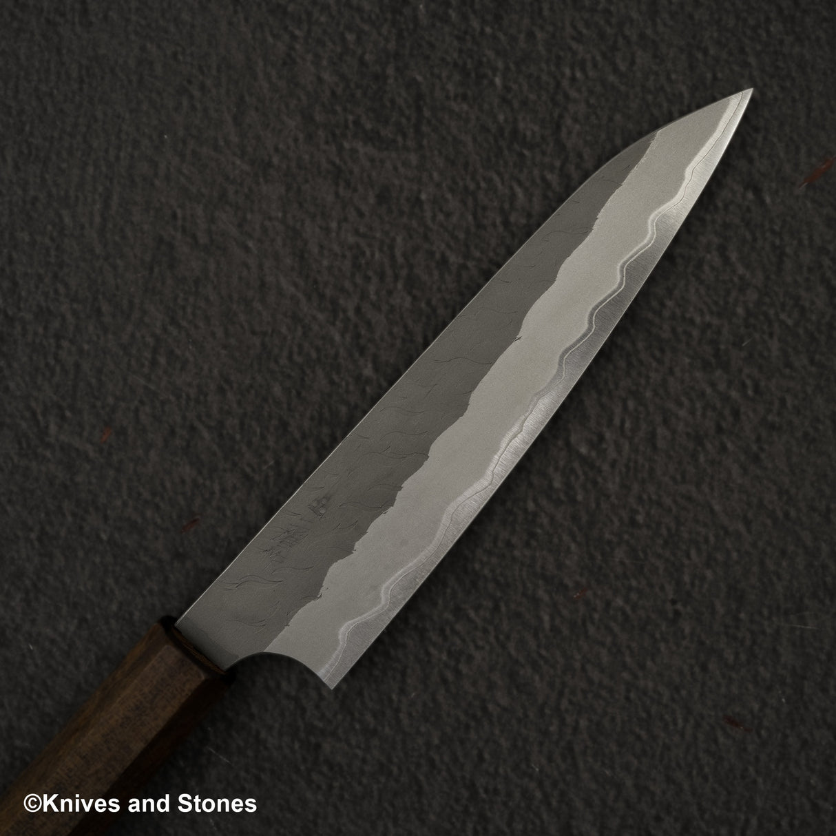 Nigara Aogami (Blue) Super Matt Migaki Tsuchime Finished Petty 150mm Black Chacate