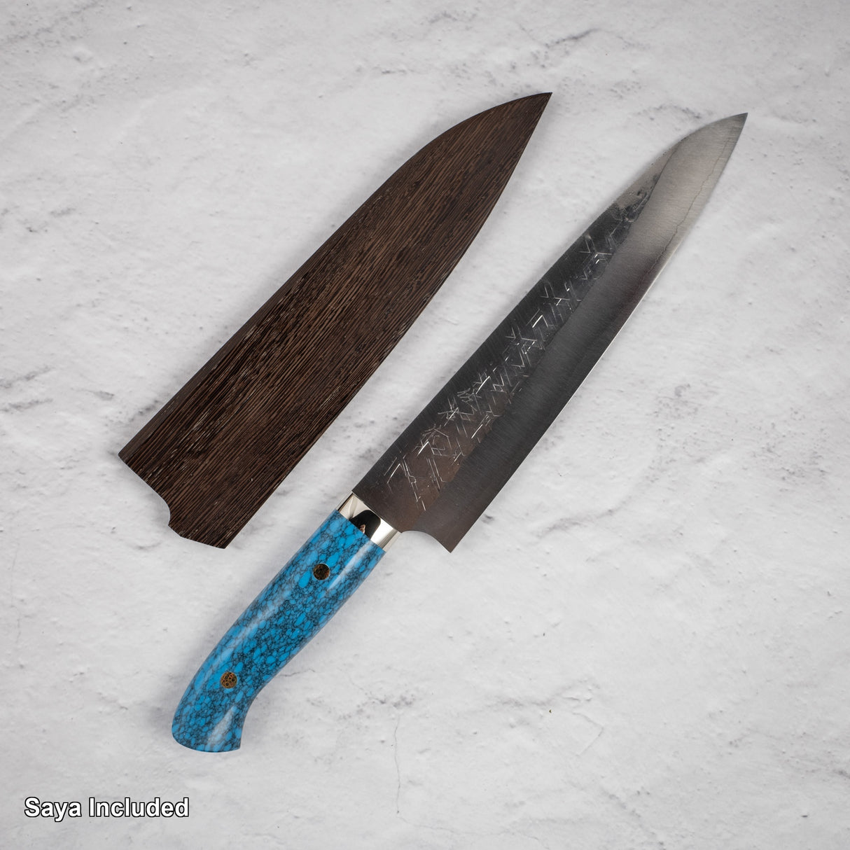사지 타케시 SRS13 규토(셰프나이프) 240mm 웨스턴핸들 블루 터콰이즈 사야 포함
