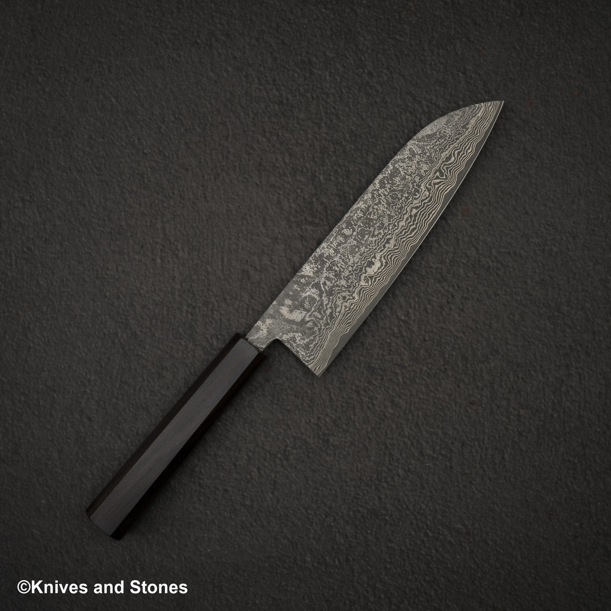 카모 시로 하모노 쿠로쿠모 SG2 블랙 다마스커스 산토쿠(다용도칼) 170mm 에보니 핸들