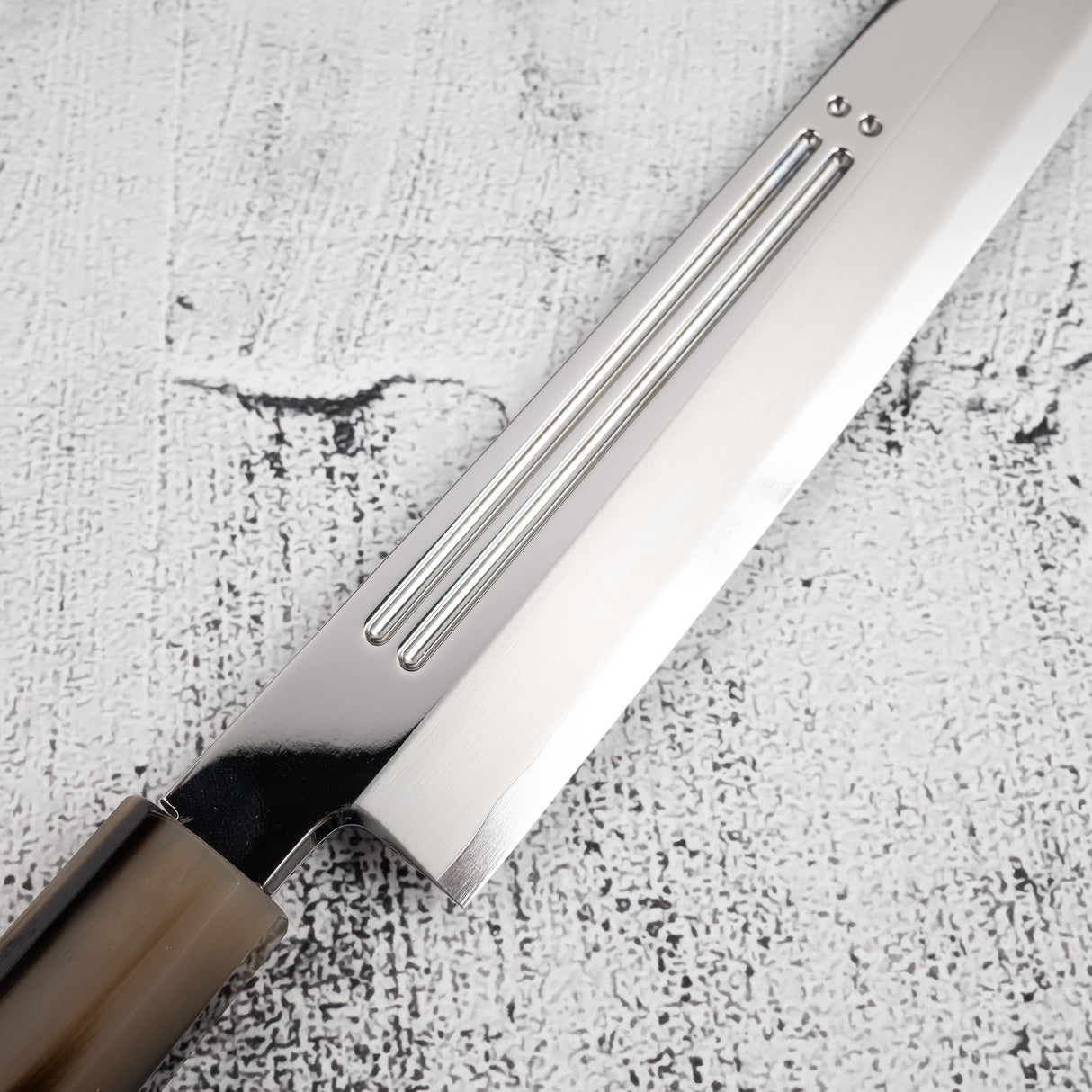 Yoshihiro Ginsan Double Fuller K-tip Yanagiba 270mm Amboyna with Saya