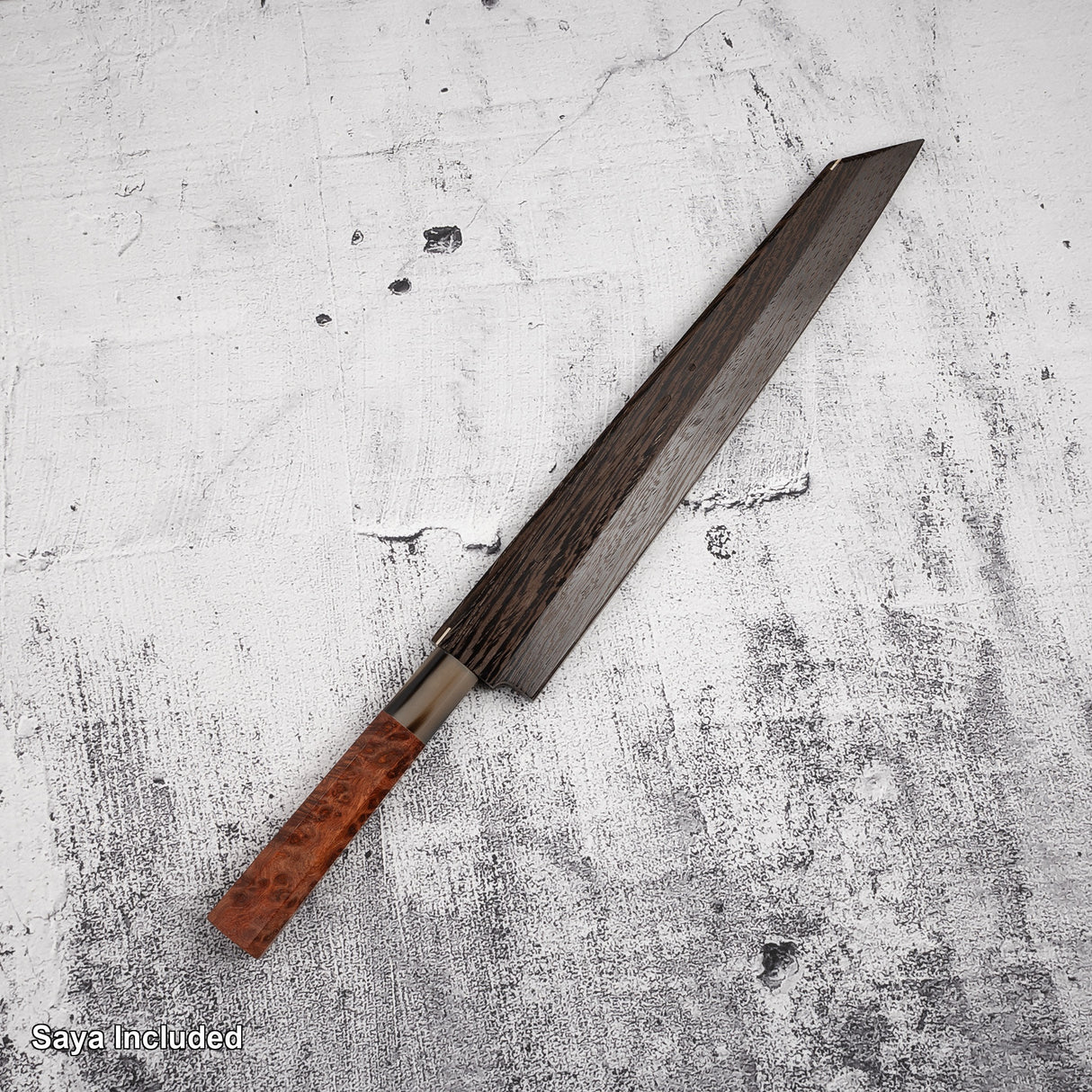 Yoshihiro Ginsan Double Fuller K-tip Yanagiba 270mm Amboyna with Saya