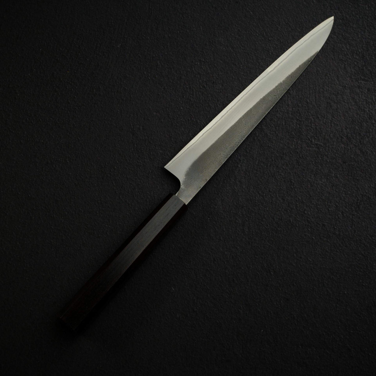 Yoshikane White 2 KU Nashiji Sujihiki 240mm, Stainless Clad Ebony by Hatsukokoro