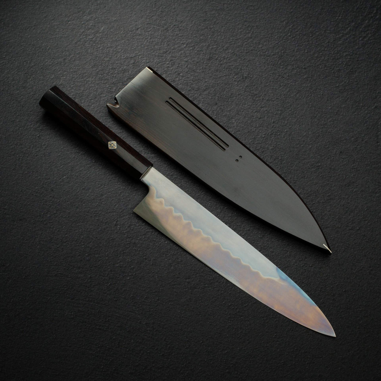 Exotic: Yoshikazu Ikeda White 1 Mizu-Honyaki Kachikaeshi Gyuto 240mm Ebony Set