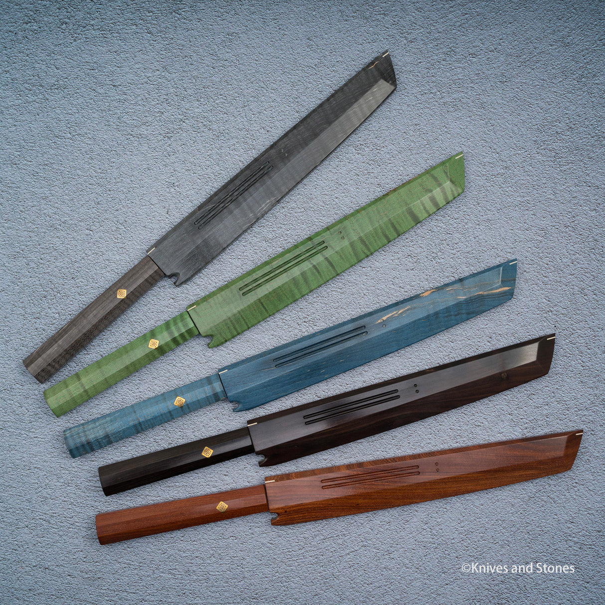 K&S Magnetic Sakimaru Saya & Handle Set Stabilized Curly Maple / Ebony / Pau Rosa