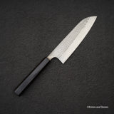 Anryu Blue 2 Tsuchime Santoku 170mm Stainless Clad Ebony