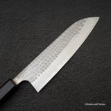 Anryu Blue 2 Tsuchime Santoku 170mm Stainless Clad Ebony