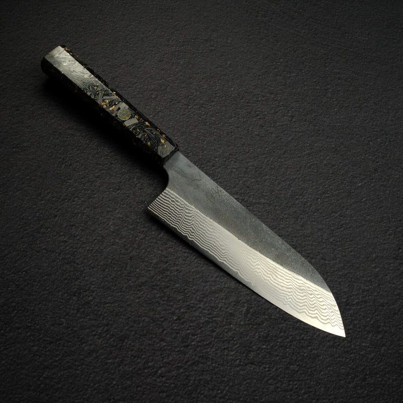 하츠코코로 은삼강 쿠로우치 다마스커스 산토쿠(다용도칼) 170mm 카본파이버 핸들