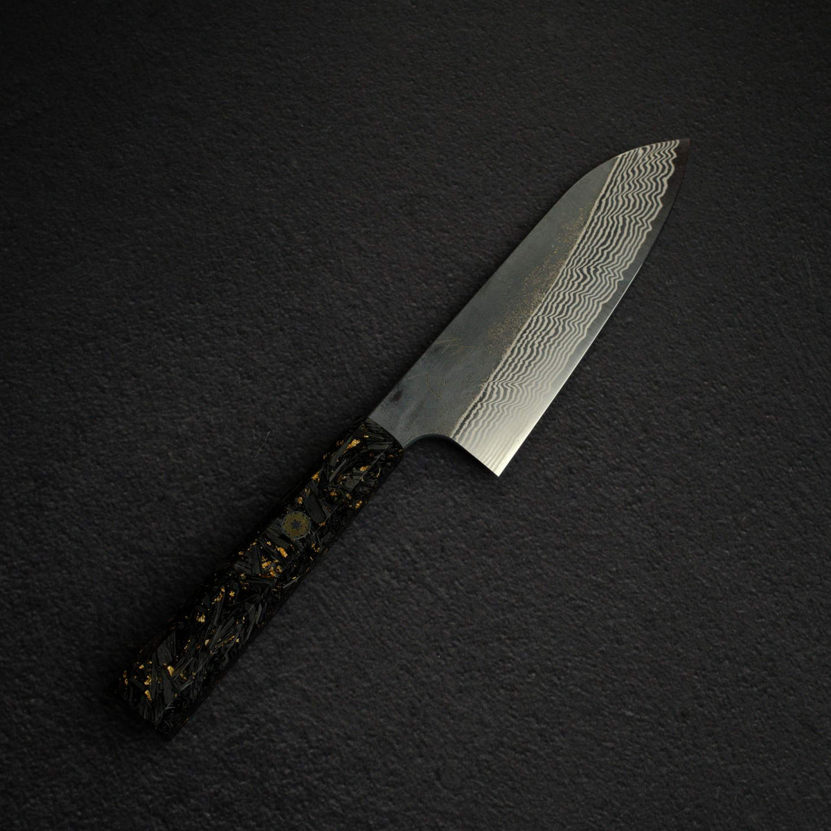 Hatsukokoro Ginsan Kurouchi Damascus Santoku 170mm Carbon Fibre Handle