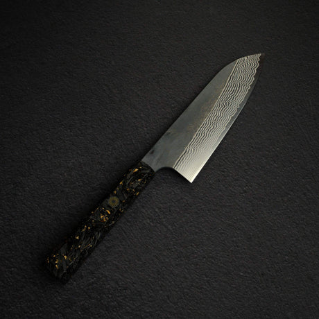 하츠코코로 은삼강 쿠로우치 다마스커스 산토쿠(다용도칼) 170mm 카본파이버 핸들