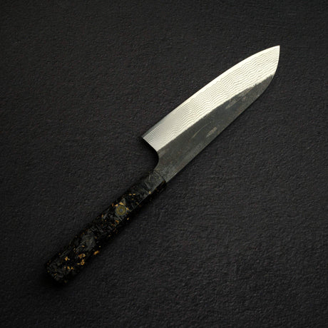 하츠코코로 은삼강 쿠로우치 다마스커스 산토쿠(다용도칼) 170mm 카본파이버 핸들