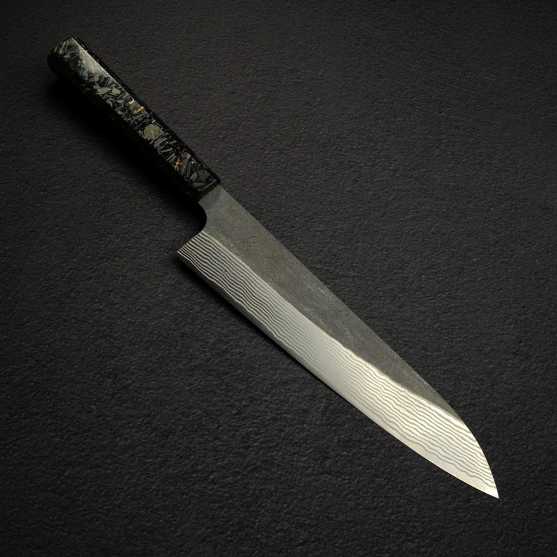 하츠코코로 은삼강 쿠로우치 다마스커스 규토(셰프나이프) 240mm 카본파이버 핸들