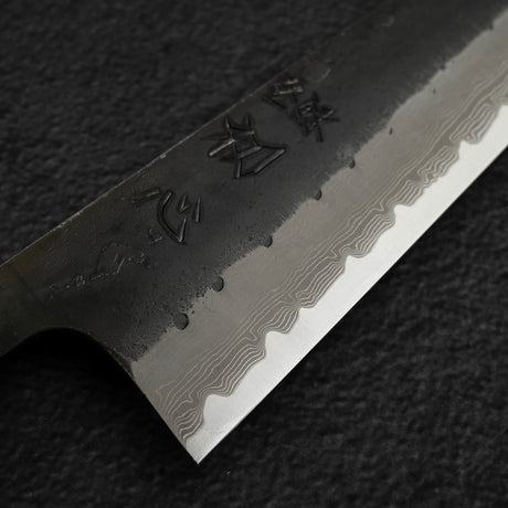 Hatsukokoro Shinkiro Aogami Super Gyuto 240mm Damascus Kurouchi Stag Handle